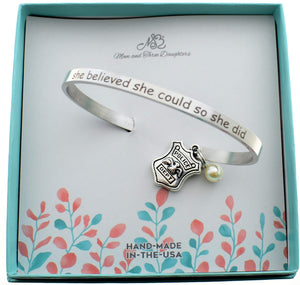 Police Officer Bracelet Stainless Steel | She Believed She Could So She Did | Policewoman Gift