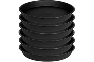 Bleuhome 6 Pack 6 inch Plant Saucer Tray, 4 6 8 10 12 15 17 19 inch Plant Saucers, Heavy Duty Plastic Plant Saucers for Indoors, Bird Bath Bowls, Flower Plant Water Trays for pots Planter (6", Black)