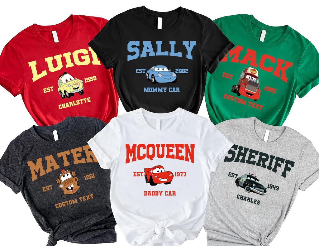 Personalized Car Family Matching Shirts, Queen Shirt, Custom Family Birthday Shirts Vacation Matching Cousin Crew Shirts for Kids, Best Friend Shirts for Women