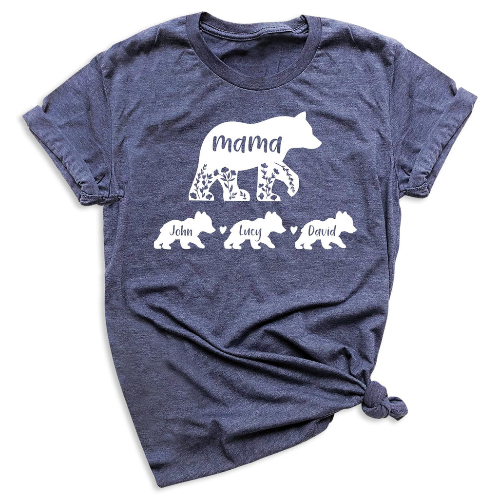 Personalized Mama Bear Shirt with Kids Names, Custom Mother's Day T-Shirt, Cute Mama Bear Gift for Mom, Birthday Multiple Colors
