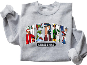 ElixirStreet Merry Christmas 90s Movies Sweatshirt, Movie Crewneck Sweater, Holiday Hoodie Multi Color