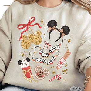 Tis the Season Christmas Holiday Sweatshirt, Retro Mickey and Friends Disneyland Sweatshirt, Jingle Bells Magic Kingdom Sweatshirt, Disneyworld Christmas Vacation Hoodie Gift, New Year 2026 Theme Park Sweater