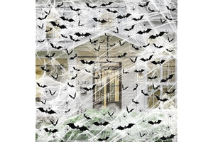 Famoby 1200 sqft Halloween Spider Webs and 120pcs Fake Bats and 50pcs Fake Spiders Super Stretch Cobwebs Party Decorate for Halloween Theme Indoor and Outdoor Decoration