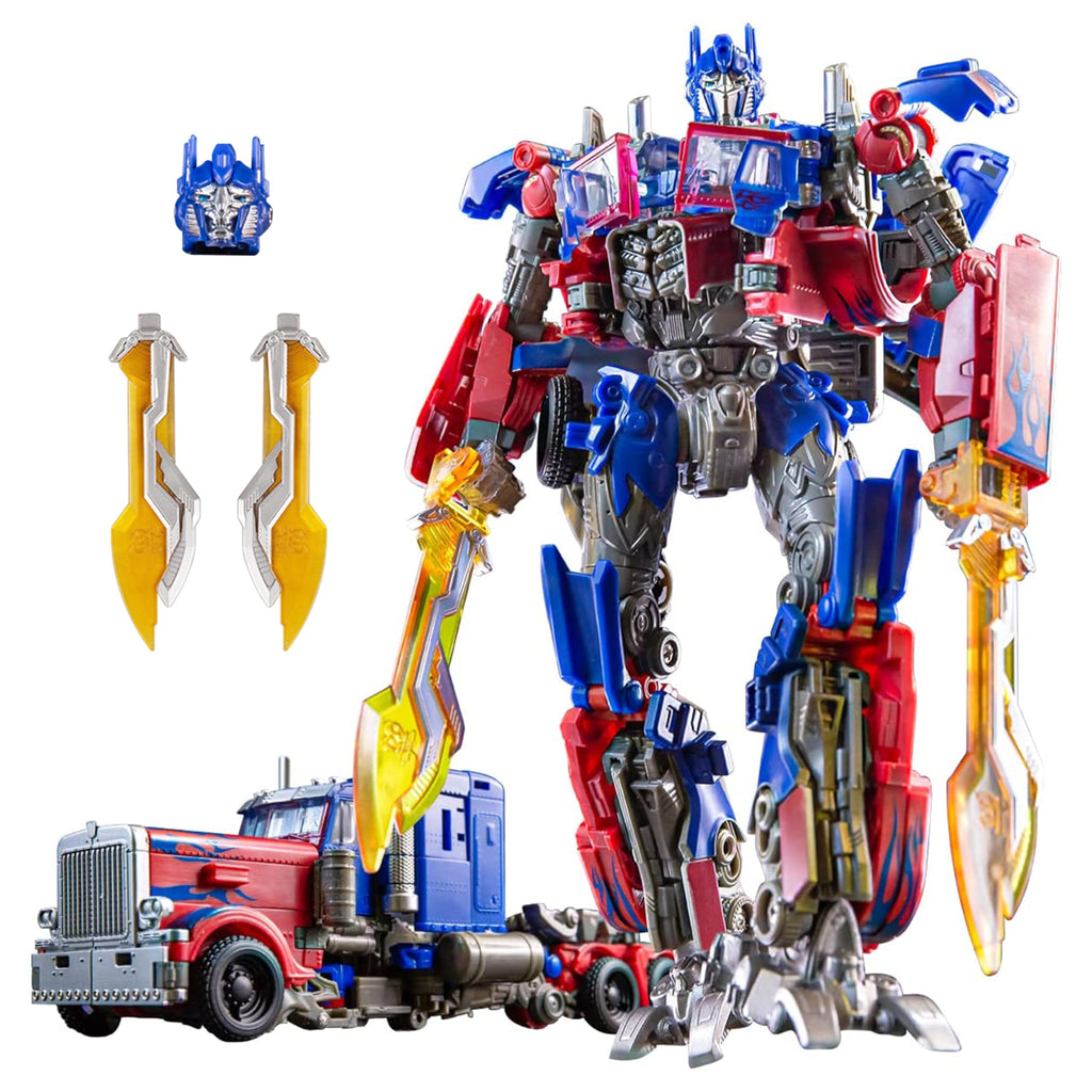 Transforming Toys Figures, Deformation Car Robot Toy with Extra Interchangeable Head & Weapons - Action Figure for Kids 7 +, Birthday Toy