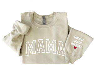 Up2ournecksinfabric Embossed Mama Sweatshirt Mama Sweatshirt With Names Mother's Day Gift Custom Christmas Gift For Wife Mom