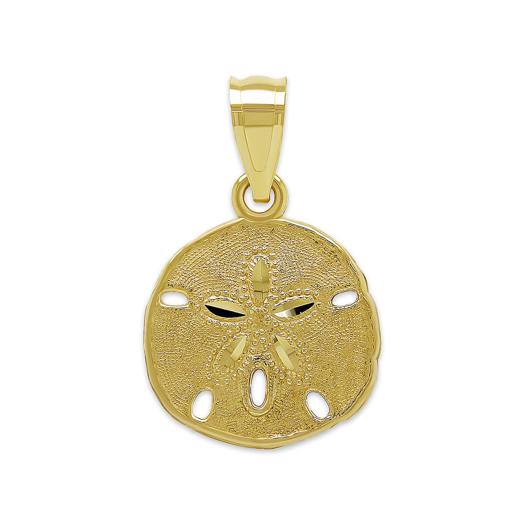 Charm America - Gold Small Sand Dollar Charm - 10 Karat Solid Gold - Dainty Sand Dollar Pendant - Ocean Beach Seashell Charm - Charms For Necklaces, Bracelets, Anklets