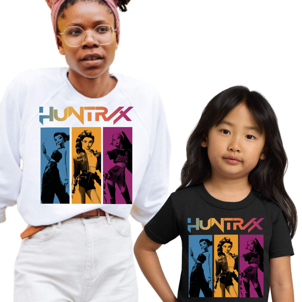 Huntrix Girls Shirt, Demon Hunters T-Shirt, Retro Huntrix Tshirt, Huntrix Fan Shirt Gift,Rumi Zoey Mira Graphic tee for Women Vintage