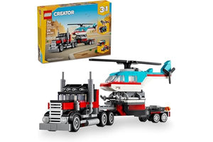 LEGO Creator 3 in 1 Flatbed Truck with Helicopter Toy, Transforms from Flatbed Truck Toy to Propeller Plane to Hot Rod and SUV Car Toys, Gift Idea for Boys and Girls Ages 7 Years Old and Up, 31146