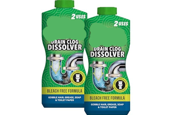 Two bottles of Green Gobbler Drain Clog Dissolver on a white background