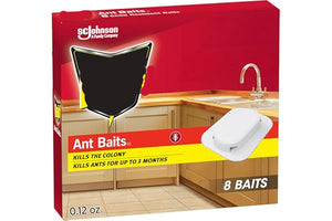 Raid ant bait packaging with a kitchen background