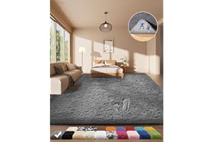 Ophanie Area Rugs for Living Room Bedroom, Upgrade Non-Slip Fluffy Soft Grey Shag Carpet, Indoor Floor Gray 4x6 Fuzzy Shaggy Living Room Plush Rug for Kids Home Dorm Decor Aesthetic