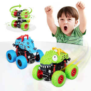 LODBY Dinosaur Toys for 2 3 4 5 Year Old Boys - Monster Truck Toys for Toddlers Boys Ages 2-4-6 - Push and Go Cars Dinosaur Toys for Kids 3-5 Year Old Boy Christmas Birthday Gifts