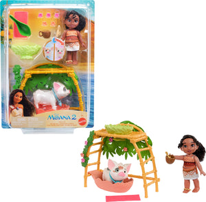 Mattel Disney Moana 2 Simea & Pua Bathtime Fun Playset with Fashion Doll, Animal Friend, Tub & 10+ Accessories, Toys Inspired by The Movie