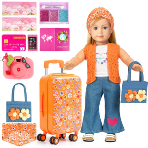 ARTST 18 Inch Doll Clothes Accessories American Clothes-Halloween Christmas Costume Suitcase Toys Set for 3-10 Girls(NO Doll)