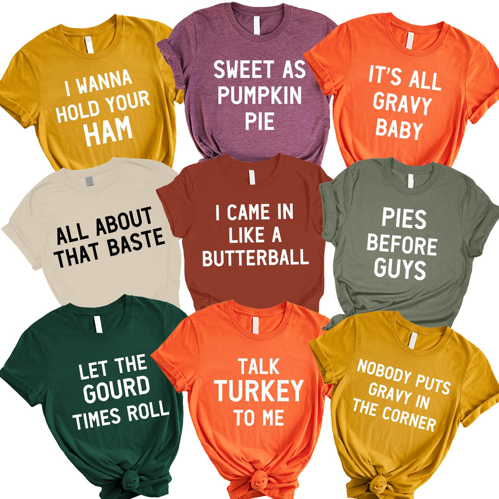 Funny Thanksgiving Shirts for Family Thanksgiving Outfit for Women Men Kids Thanks Giving Party Group Tees for Friendsgiving Multi