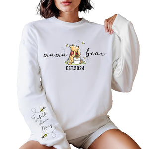 Custom Mama Bear Sweatshirt, Mama Est with Kids Name on Sleeve Sweatshirt, Personalized Mom Sweatshirt, Nana, Grandma, Gigi, Mothers Day Shirt, Custom Mama Bear Hoodie