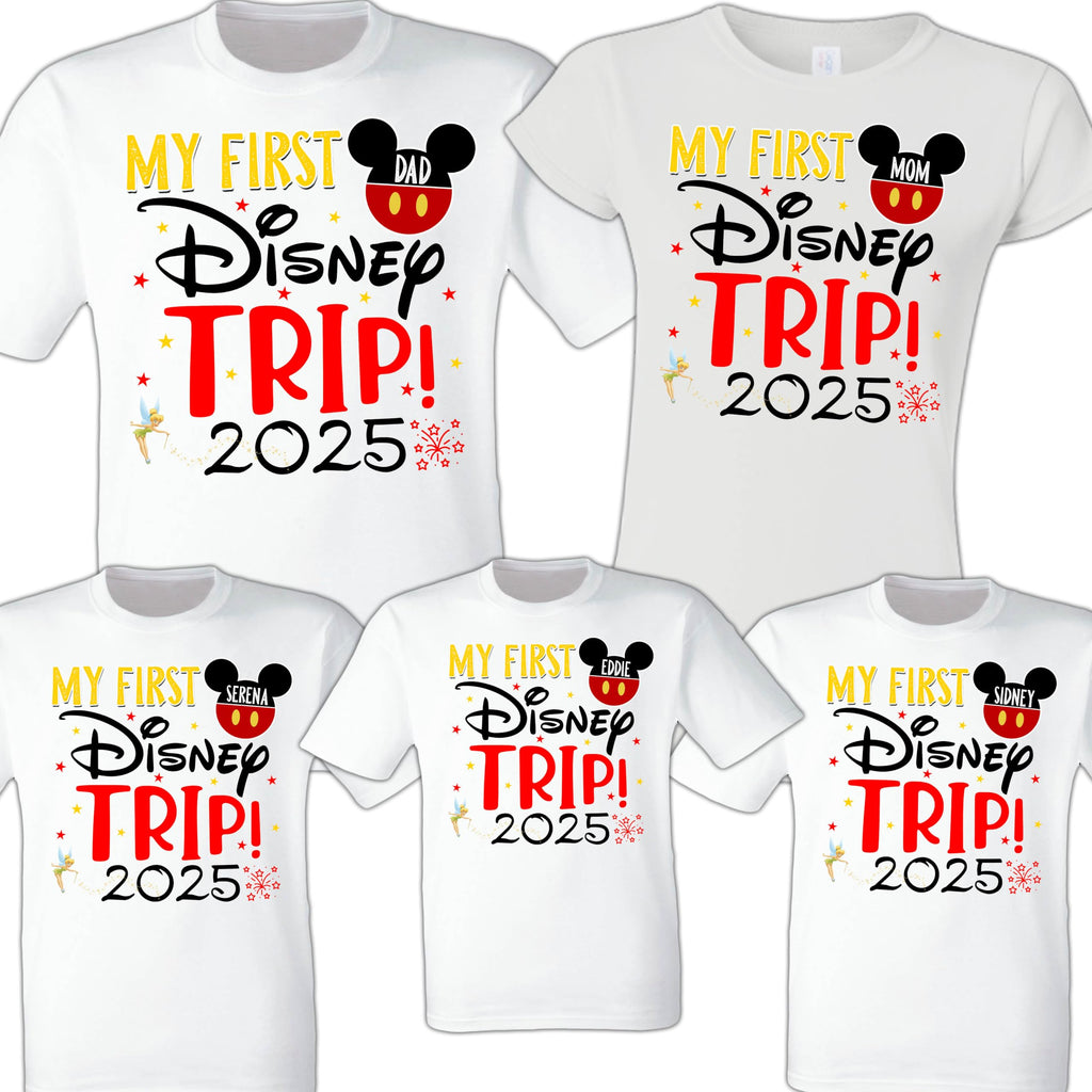 X Graphics Family Matching Shirts for Disney, Unisex Adult, White, One Size, Short Sleeve, Crew Neck, Classic, Direct Print, Pre-shrunk Cotton, Family Trip, First Birthday, All Seasons