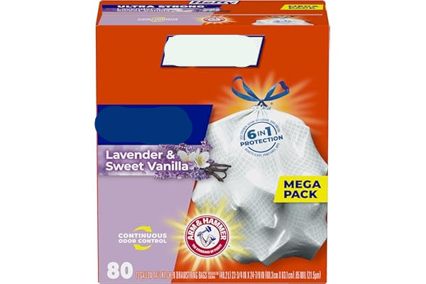 Strong Tall Kitchen Trash Bags, Lavender & Sweet Vanilla Scent, 13 Gallon, 80 Count