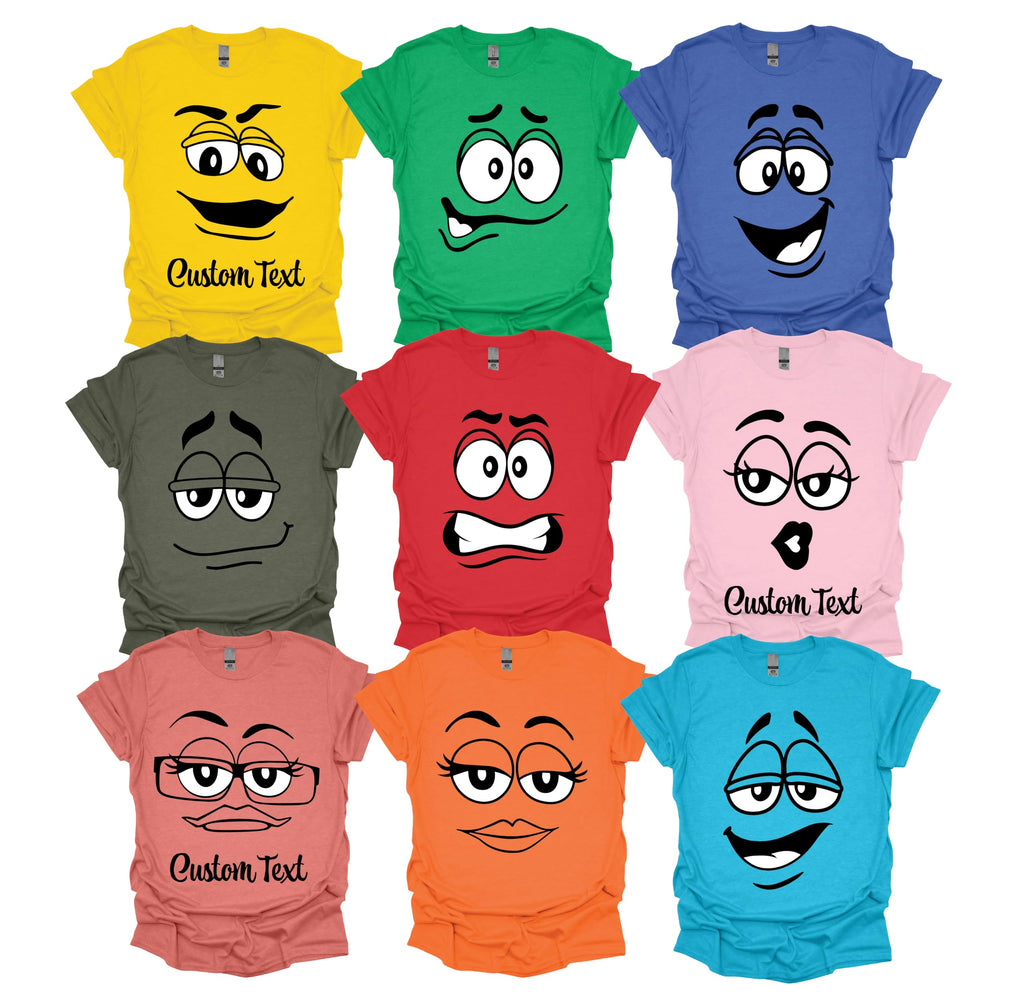 M Faces Halloween Shirt, Customizable Faces Graphic Tee, Halloween Costume Tshirts, Family and Friends Group Event Shirts Multiple Colors