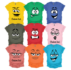 M Faces Halloween Shirt, Customizable Faces Graphic Tee, Halloween Costume Tshirts, Family and Friends Group Event Shirts Multiple Colors