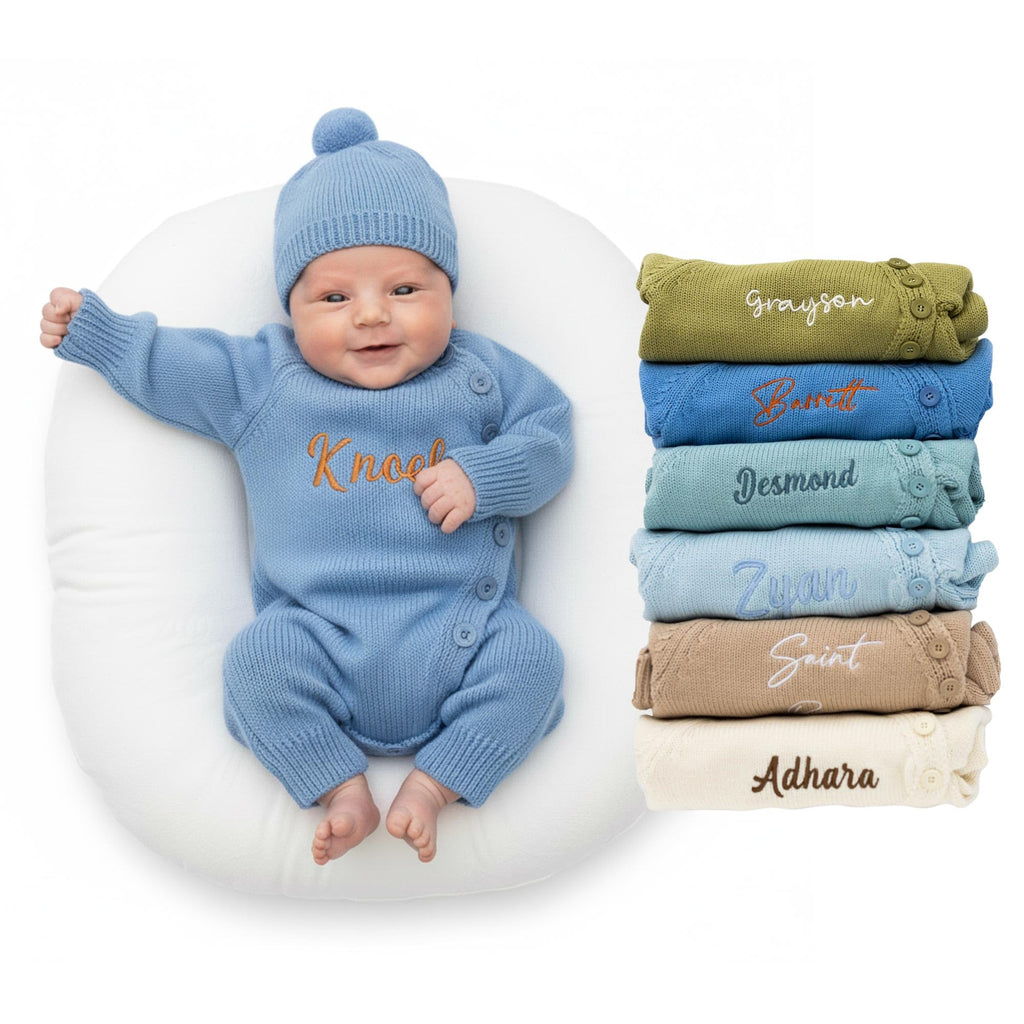 Rosanbella 100% Cotton Baby Romper Set with Personalized Embroidery | Newborn Outfit (0-1M), 12 Colors | Soft, Comfortable & Perfect for Gifts