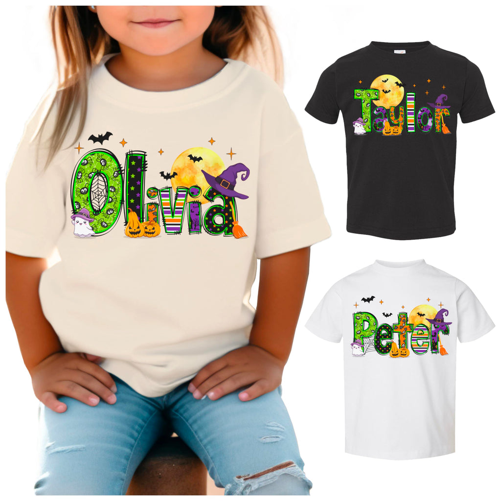 Halloween Custom Name Little Pumpkin Witch Youth Costume Shirt, Spooky Ghost Tee