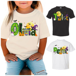 Halloween Custom Name Little Pumpkin Witch Youth Costume Shirt, Spooky Ghost Tee