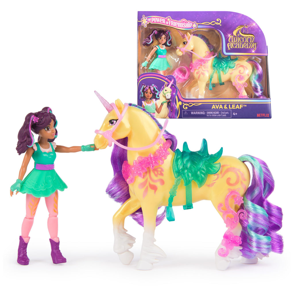 Unicorn Academy, Ava & Leaf Power of Friendship Set with Saddle & Accessories, Dolls & Unicorn Toys, Gifts & Stocking Stuffers for Girls Ages 4 and up