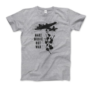 Banksy Make Music Not War Street Art T-Shirt (Adults, Kids, Short & Long Sleeve) Grey