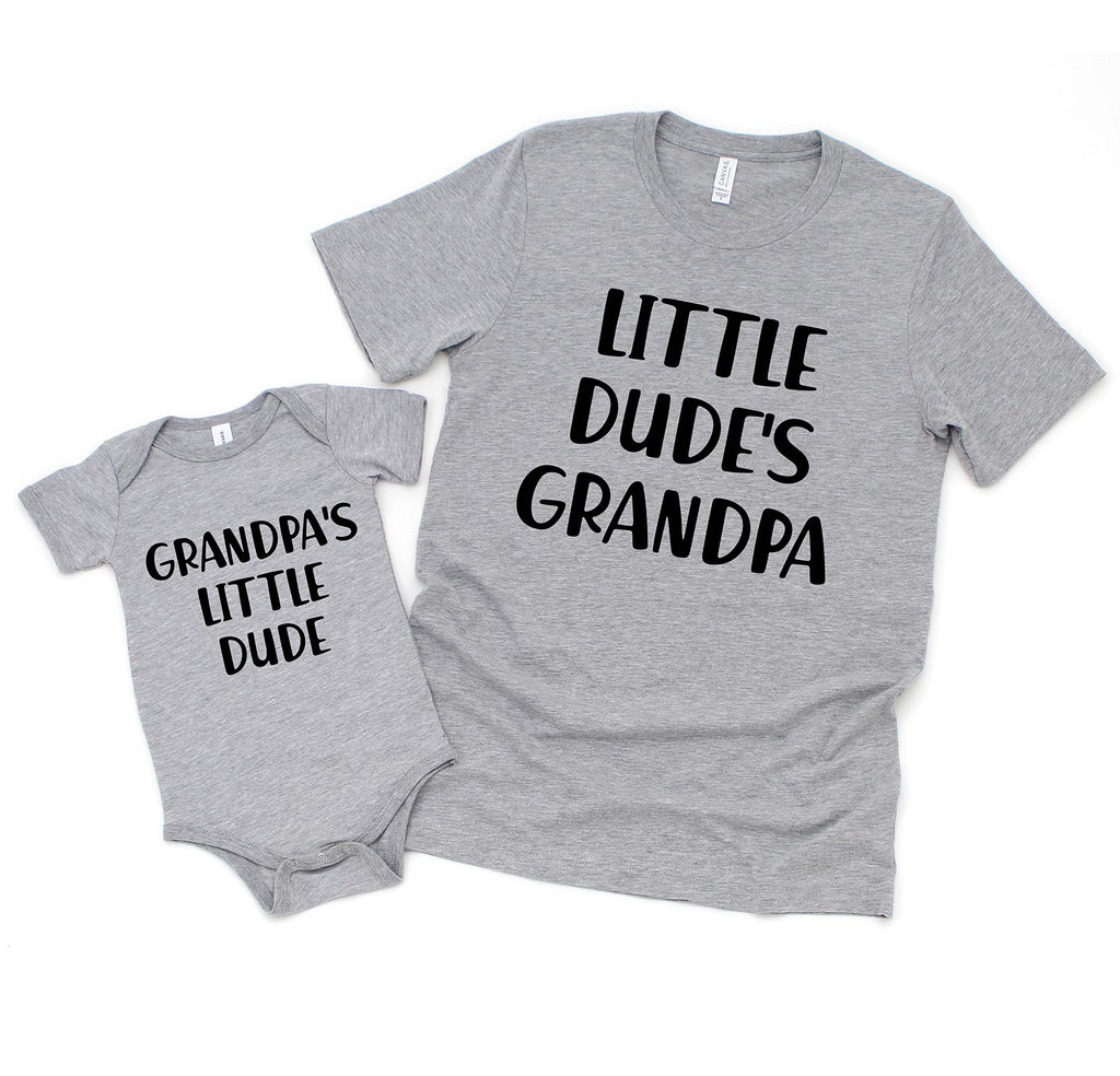 Happy Lion Clothing - Grandpa's Little Dude Kids Shirt or Daddy and me Matching Shirt Set LIttle Dude's Grandpa for Grandfather and Grandson, Father's Day Matching Set