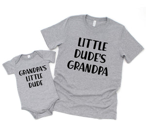 Happy Lion Clothing - Grandpa's Little Dude Kids Shirt or Daddy and me Matching Shirt Set LIttle Dude's Grandpa for Grandfather and Grandson, Father's Day Matching Set