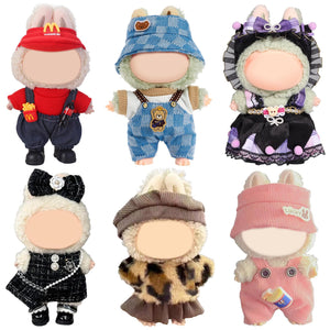 6 Pack Doll Clothes for LABUBU 17cm Doll, Exquisite Luxury Designer Outfits with Hats & Accessories, Cute Doll Clothing Set Suitable for Dress up Unique Style (No Dolls)