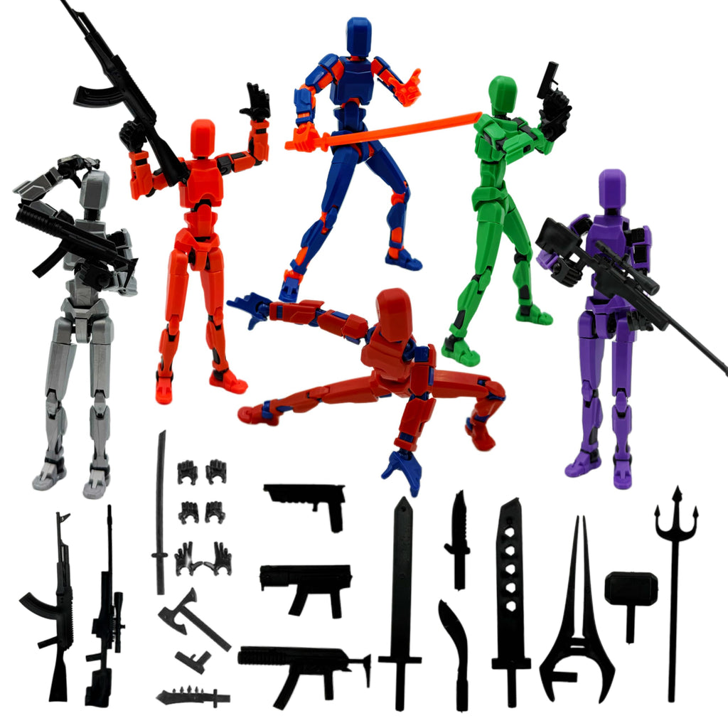 (Assembly Completed) 6 Packs Dummy13 Action Figure Set, 3D Printed ActionFigure Toy Gifts for Kids, Dummy 13,Robot 13 Action Figure Full Body Mechanical Doll Christmas Birthday Gift for Boys Girls