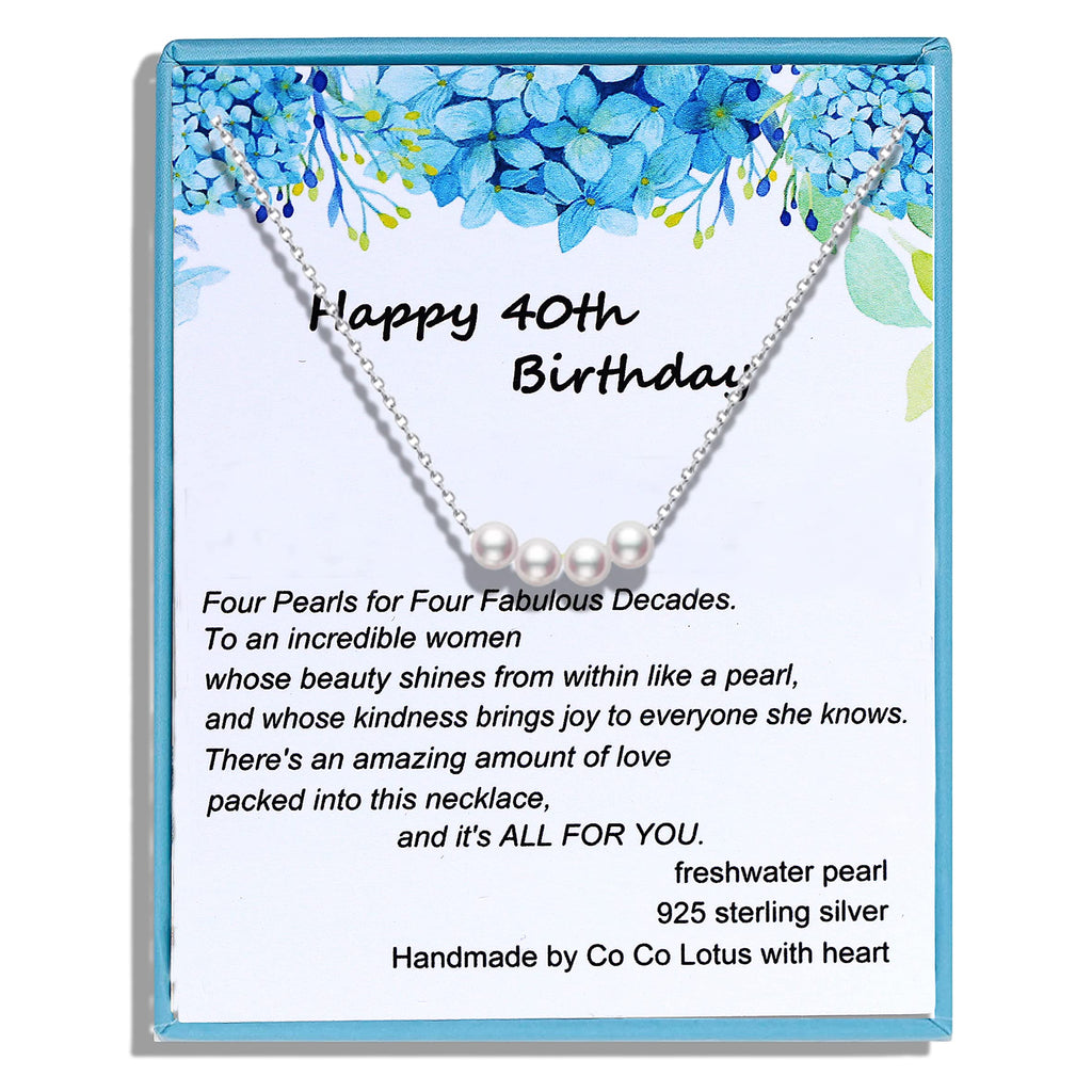 40th Birthday Gifts Women, Simple White Pearl Necklace Crafted with 6mm Freshwater Cultured Pearl and Sterling Silver Adjustable Cable Chain, Gifts for Women