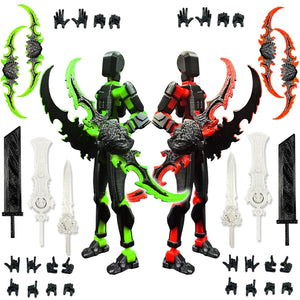 T13 New Action Figure Set (Assembly Completed), 3D Printed Multi-Jointed Movable Titan 13 Dummy Lucky 13 Mobile Robot, Nova 13 Action Figures Desktop Decorations for Game Lovers Toy (Black Red Green?