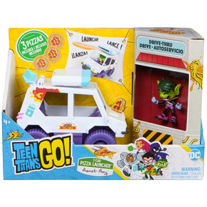 DC Comics Teen Titans Go! T-Car Pizza Launcher, Beast Boy Action Figure Set with Interactive Features, Kids Toys for Boys and Girls 4 and Up