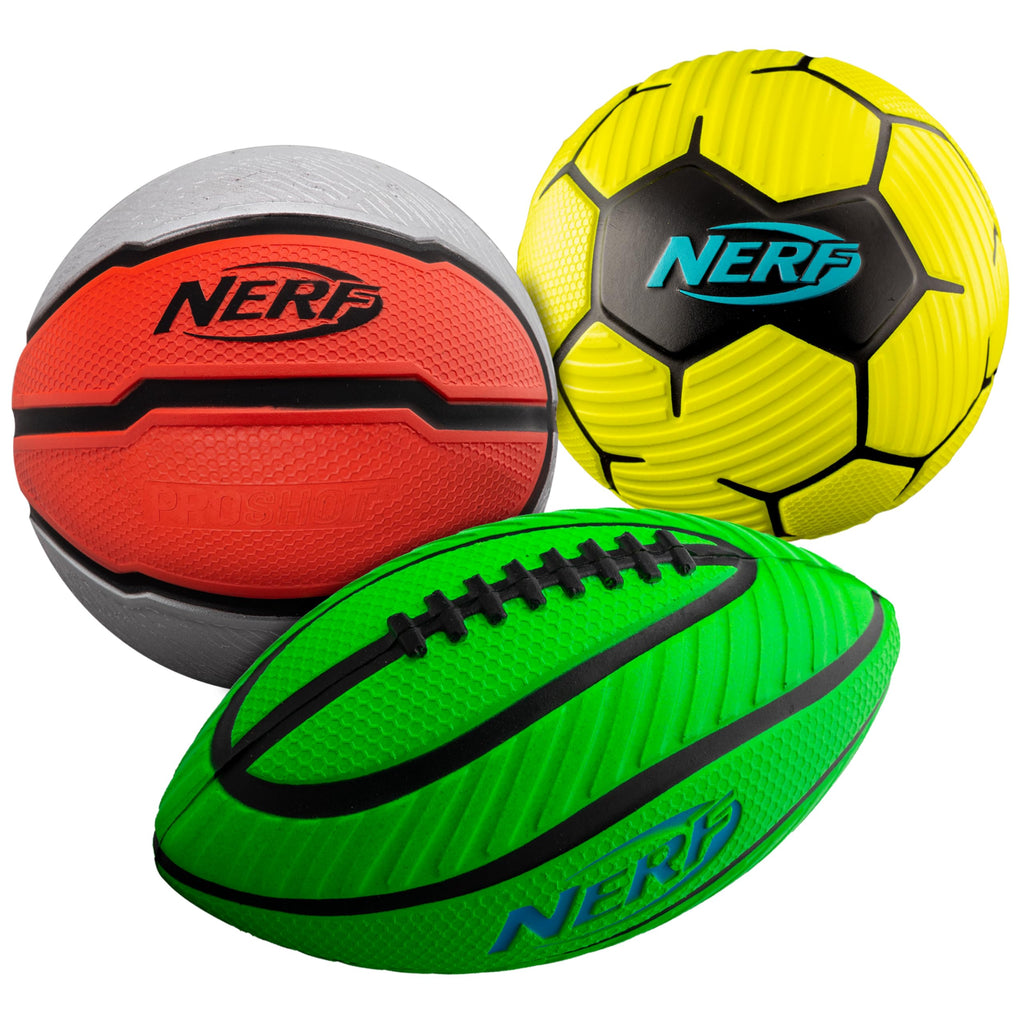 Nerf Mini Foam Sports Ball Set - Foam Football, Soccer Ball + Basketball Set Soft Foam Sports Set for Kids