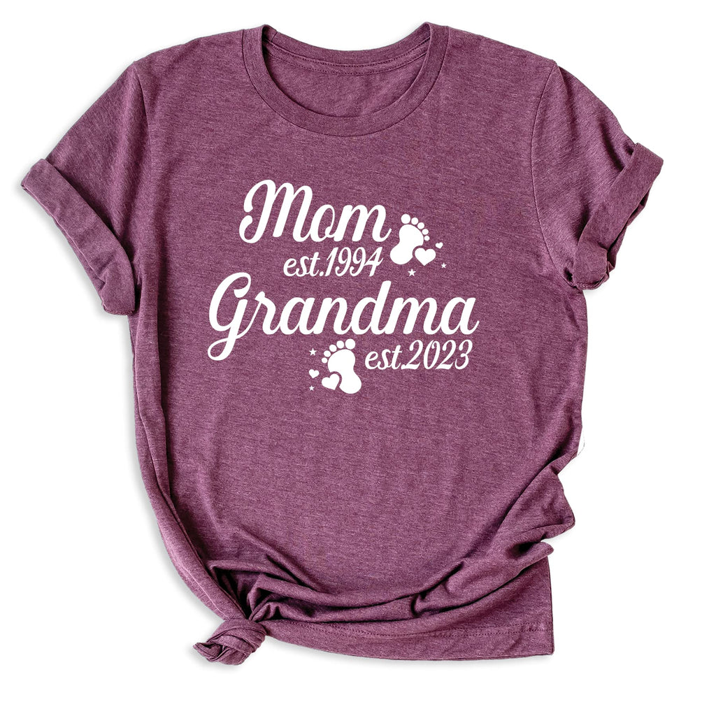 Personalized Grandma T Shirt, Grandma Baby Announcement Shirt, Tee, Custom Mom Est. Grandma Est. Shirt, Grandma Baby Shower Shirt