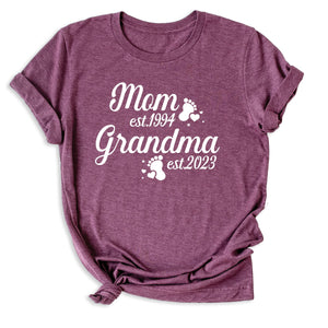 Personalized Grandma T Shirt, Grandma Baby Announcement Shirt, Tee, Custom Mom Est. Grandma Est. Shirt, Grandma Baby Shower Shirt