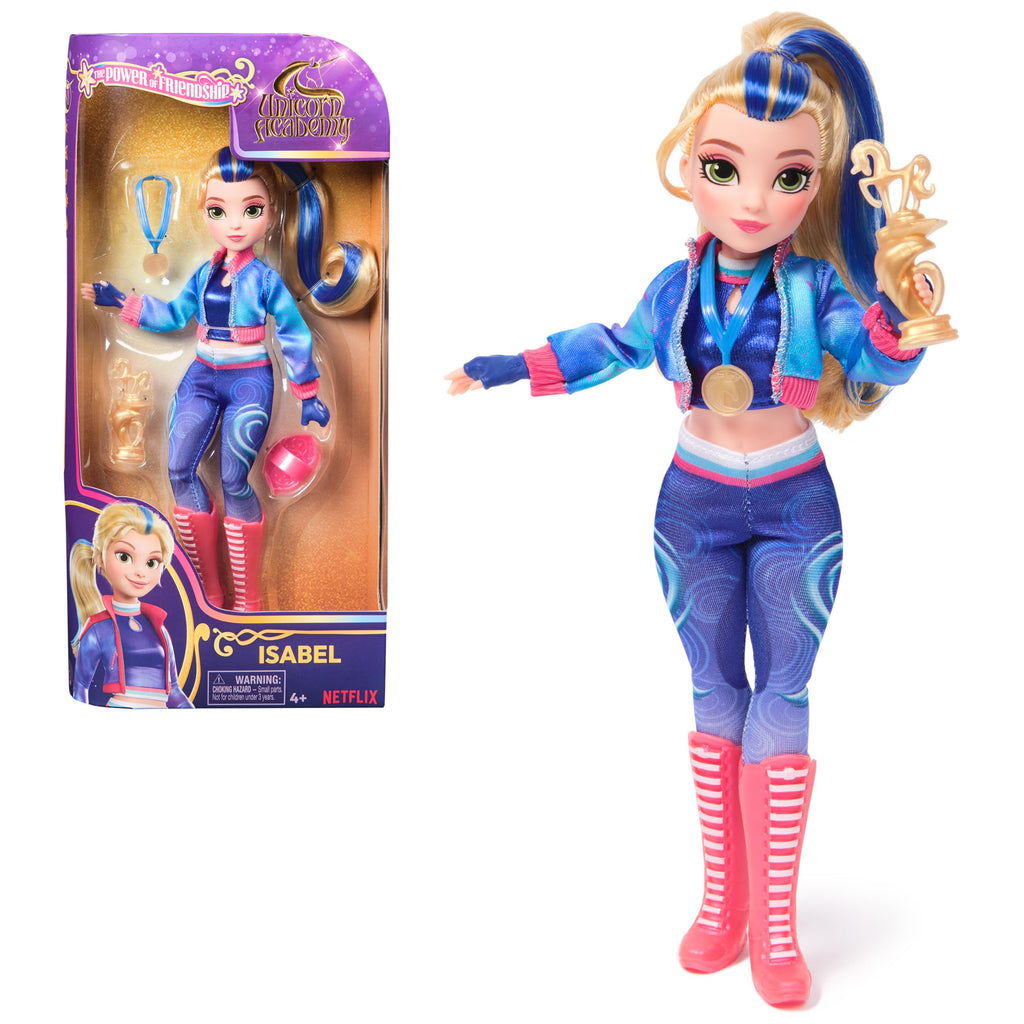 Unicorn Academy, Power of Friendship Isabel Doll, Easter Gifts Idea, Dolls & Unicorn Toys for Girls with Trophy, Medal & 5 Fashion Accessories, 9.5”