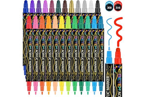 Betem 24 Colors Dual Tip Acrylic Paint Pens Markers, Premium Acrylic Paint Pens for Wood, Canvas, Stone, Rock Painting, Glass, Ceramic Surfaces, DIY Crafts Making Art Supplies