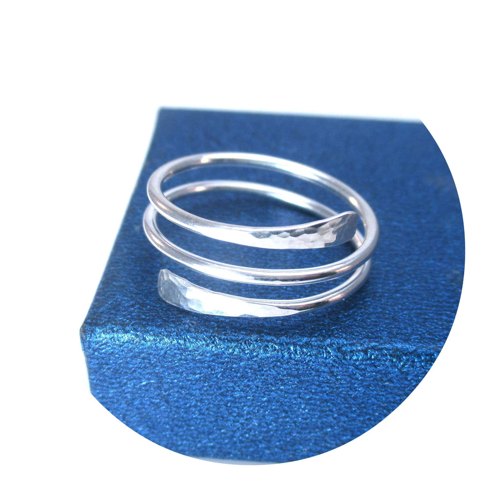 Twisted Designs Jewelry Hammered and Smooth Texture Sterling Silver Adjustable Ring