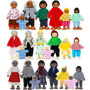 ONEST 23 Pieces Wooden Dollhouse Family Set Mini People Figures Dollhouse Dolls Wooden Doll Family Pretend Play Figures Accessories for Pretend Doll House Toy