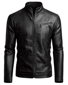 Fairylinks Men's Casual Faux Leather Jacket