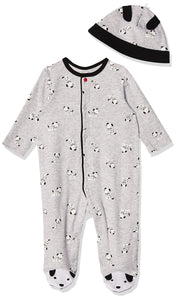 Little Me baby boys 2-piece Boys' and Cap Set Footie, Grey Heather Multi, 6 Months US