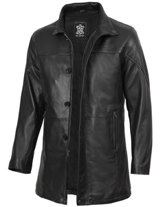 Decrum Mens Leather Coat - Car Coat Style Real Lambskin Leather Jackets for Men