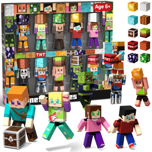 20 Pcs Magnetic Action Figures Playset - Magnetic Building Blocks, Magnet Cubes and Rotatable Figures Character Toys for Kids, STEM Toys, Birthday Gift for 3+ Year Old Boys Girls