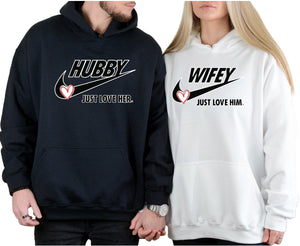 coreus Hubby Wifey Hoodie and Sweatshirt Matching Hoodies for Couples for Husband and Wife Matching Outfits Valentines Day Gift Multi