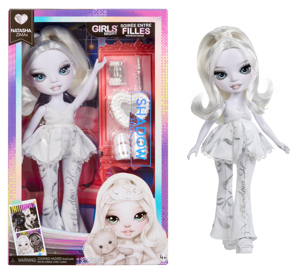 Rainbow High Shadow High Girl's Night Natasha Zima- Grayscale 11" Fashion Doll. White Hair. White and Silver Outfit. Girl's Night Accessories and Comb.