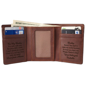 RUGGEDGIFTS Custom Trifold Wallet, Engraved Mens Wallet, Christmas Gifts for Men, Wallet with Name, Leather Wallet for Men Husband Dad Son Boyfriend, Gift for Husband From Wife, GENUINE LEATHER